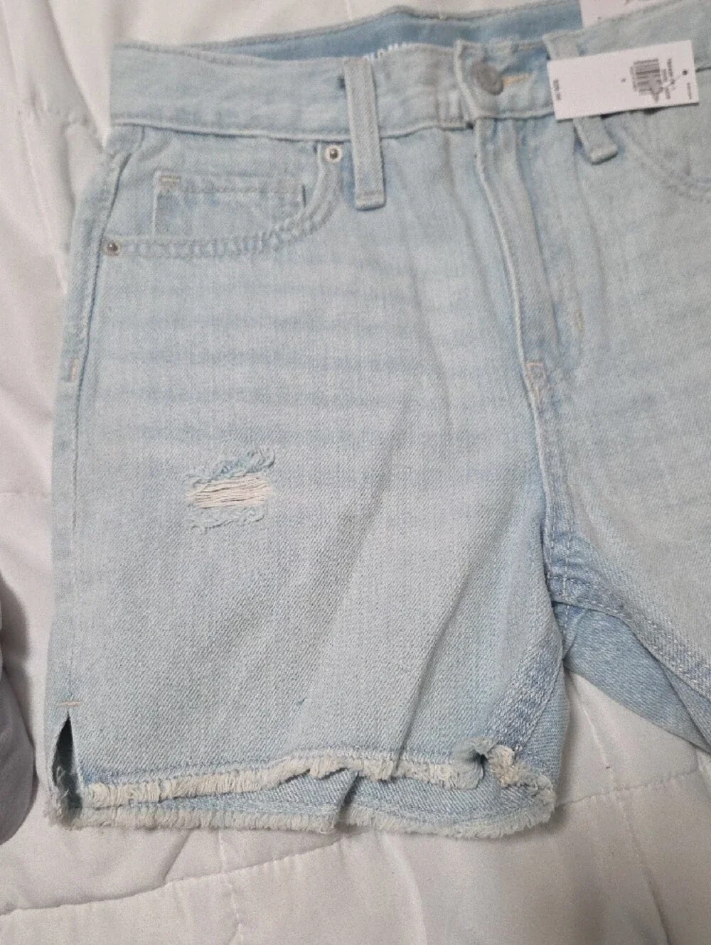 Old Navy Pale Blue High-Rise Slouchy Straight Denim Shorts